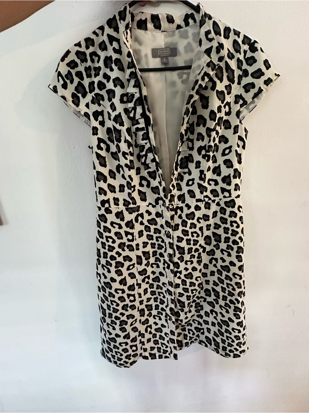 Merona Leopard Print Cap Sleeve Tunic Dress - Black & Cream